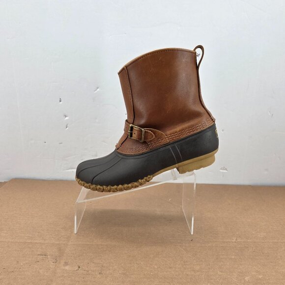 LL Bean Vintage Mens Lounger Duck Boot Engineer Buckle Leather Rubber Maine Sz 9 - Picture 1 of 13